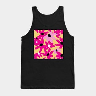 Pink flowers pattern on gold Tank Top